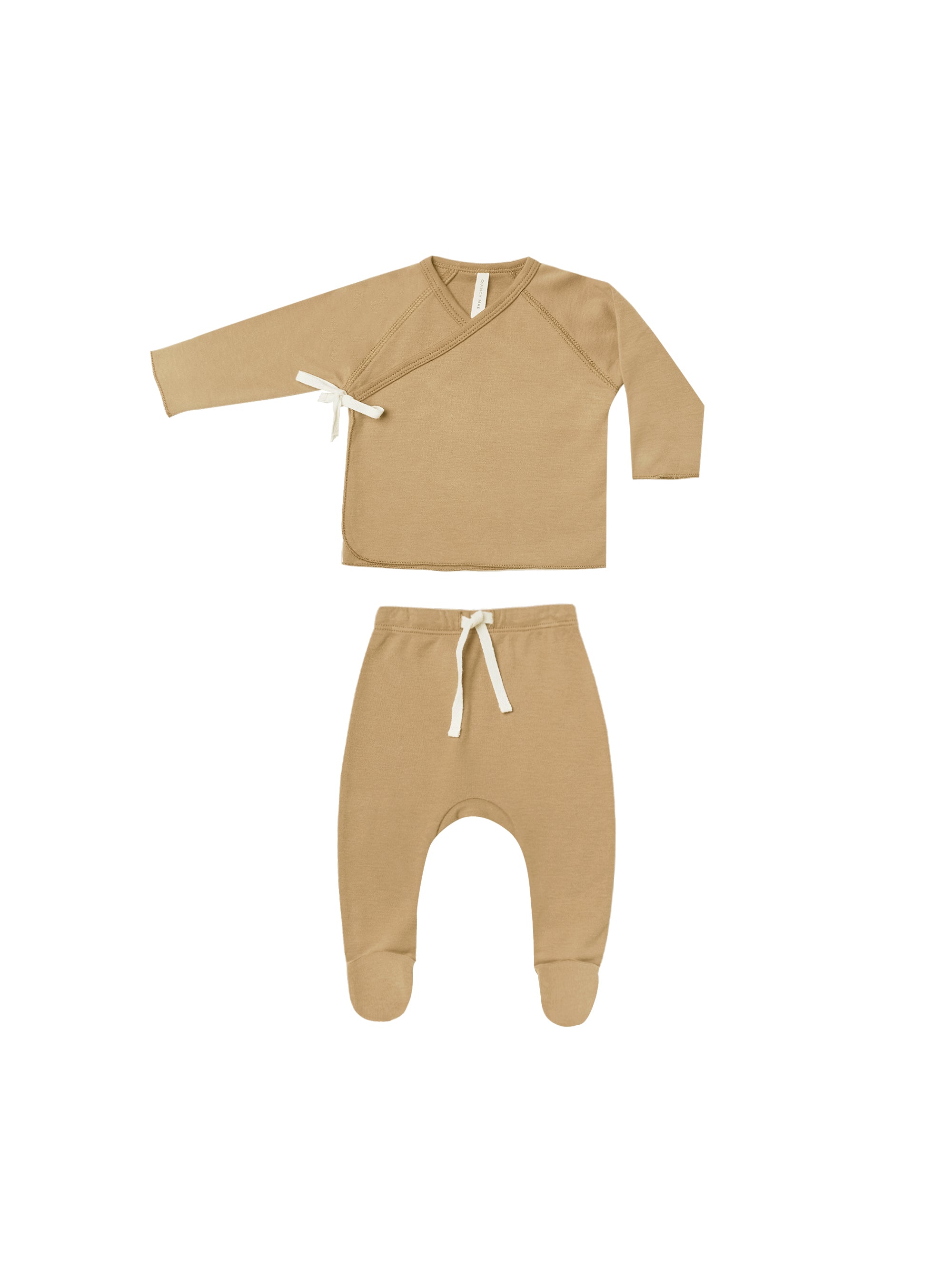 Quincy Mae | Wrap Top + Footed Pant Set || Honey 