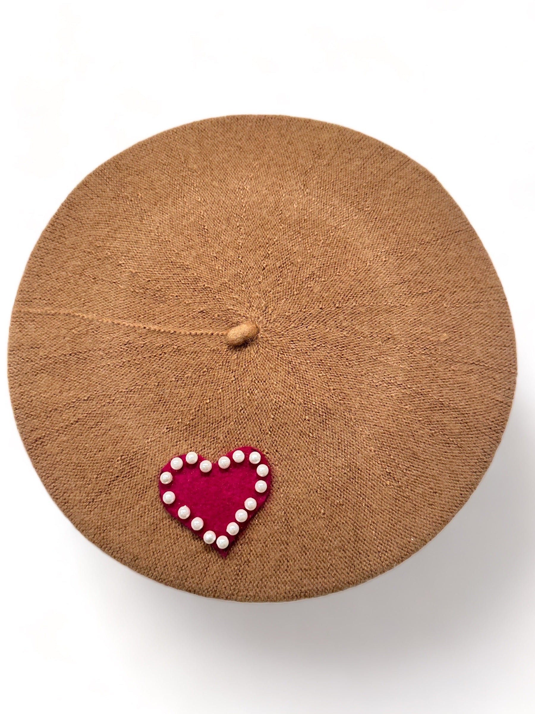Summer Vibes Child's Tan Heart Patch Beret