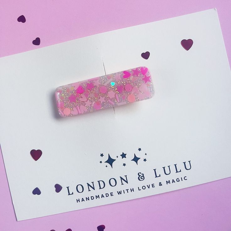 London &amp; Lulu Valentine&#39;s Pink Multi Glitter Resin Clip