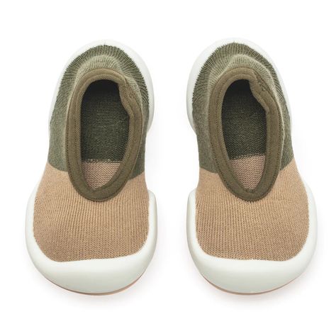 Komuello | First Walker Baby Sock Shoes - Flat || Block Olive