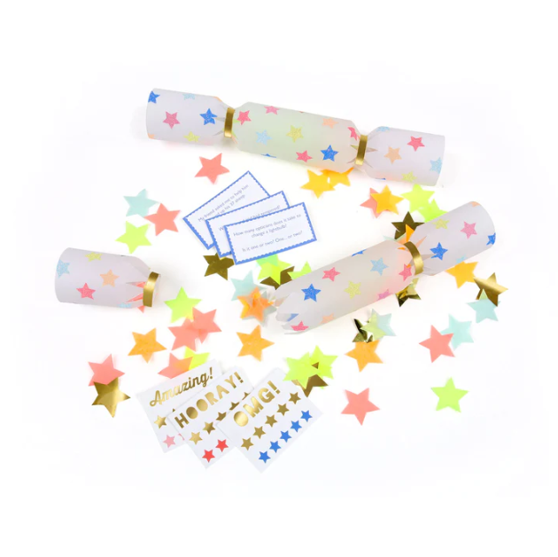 Meri Meri Multicolor Star Confetti Small Crackers (set of 6)