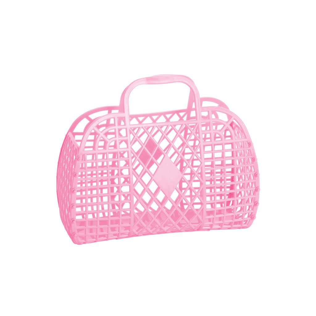 Sun Jellies Small Retro Basket in Bubblegum Pink