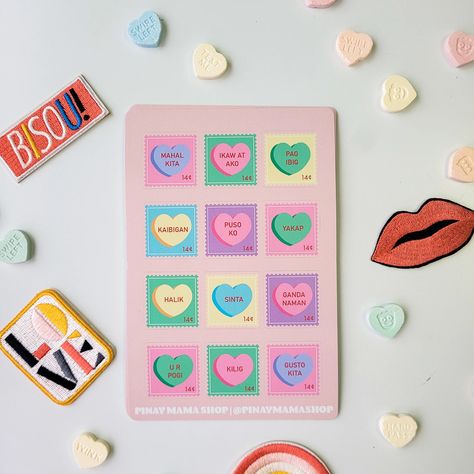 Pinay Mama Shop Filipino Valentine's Day Sweethearts Stickers 24 pack