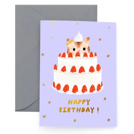 Carolyn Suzuki Kitty Cake - Birthday Card