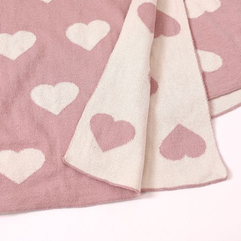 Viverano | Hearts - Organic Cotton REVERSIBLE Jacquard Sweater Knit Baby Blankets
