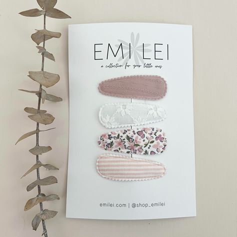 Emi Lei | Barrette Hair Clips || Mauve, Pink Stripe