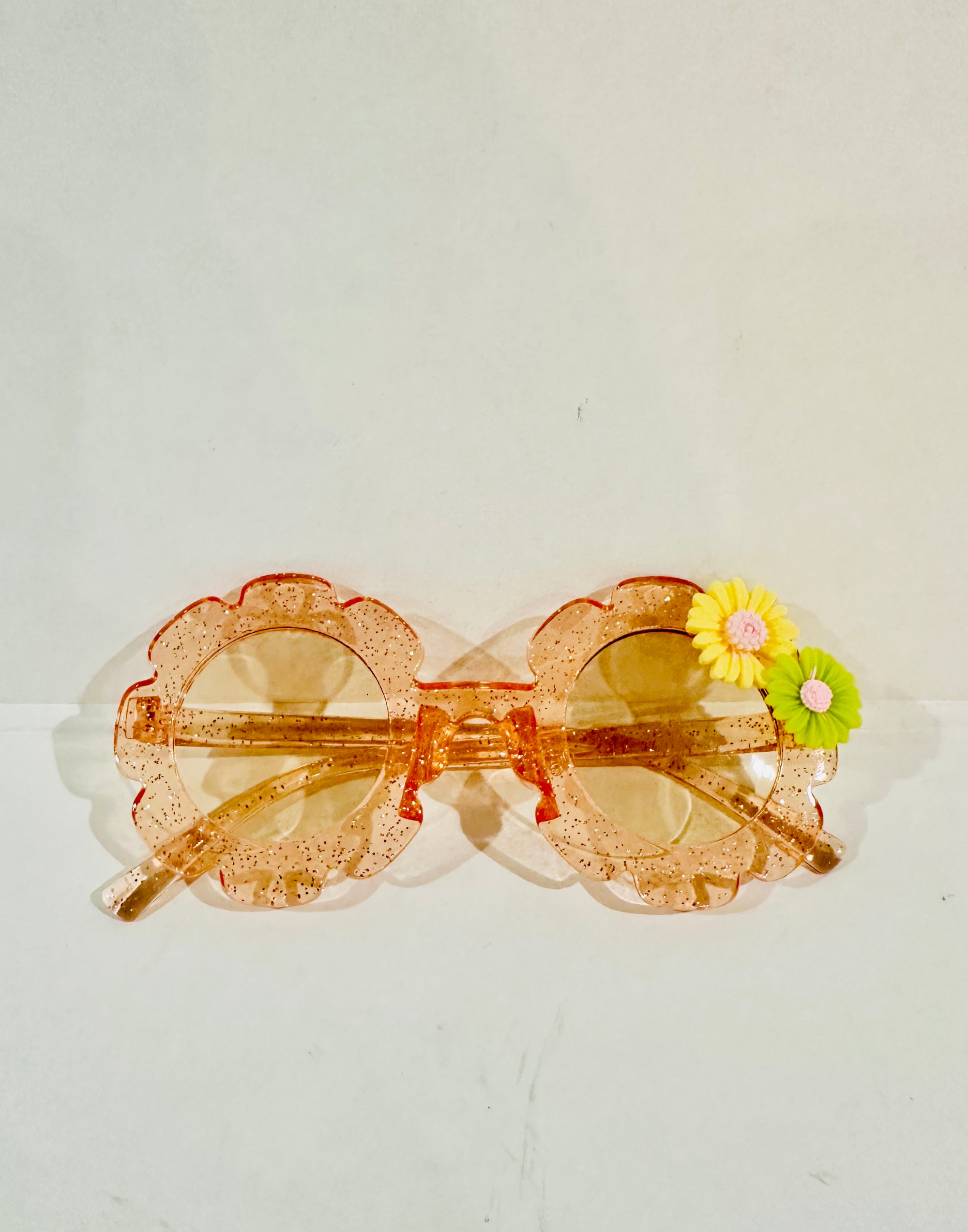 Summer Vibes Glitter Orange Flower Sunglasses