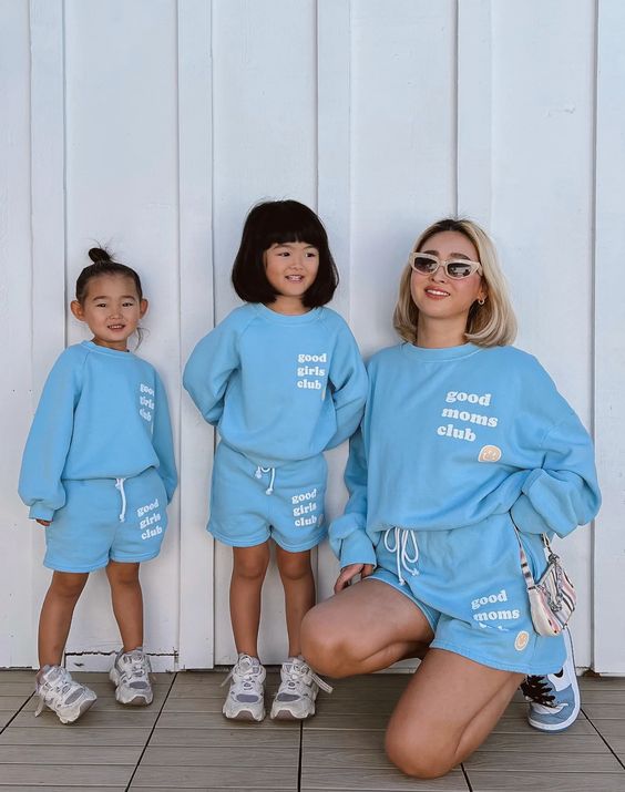Sun Peony Coconut Good Girls Club Sweatshirt in Baby Blue