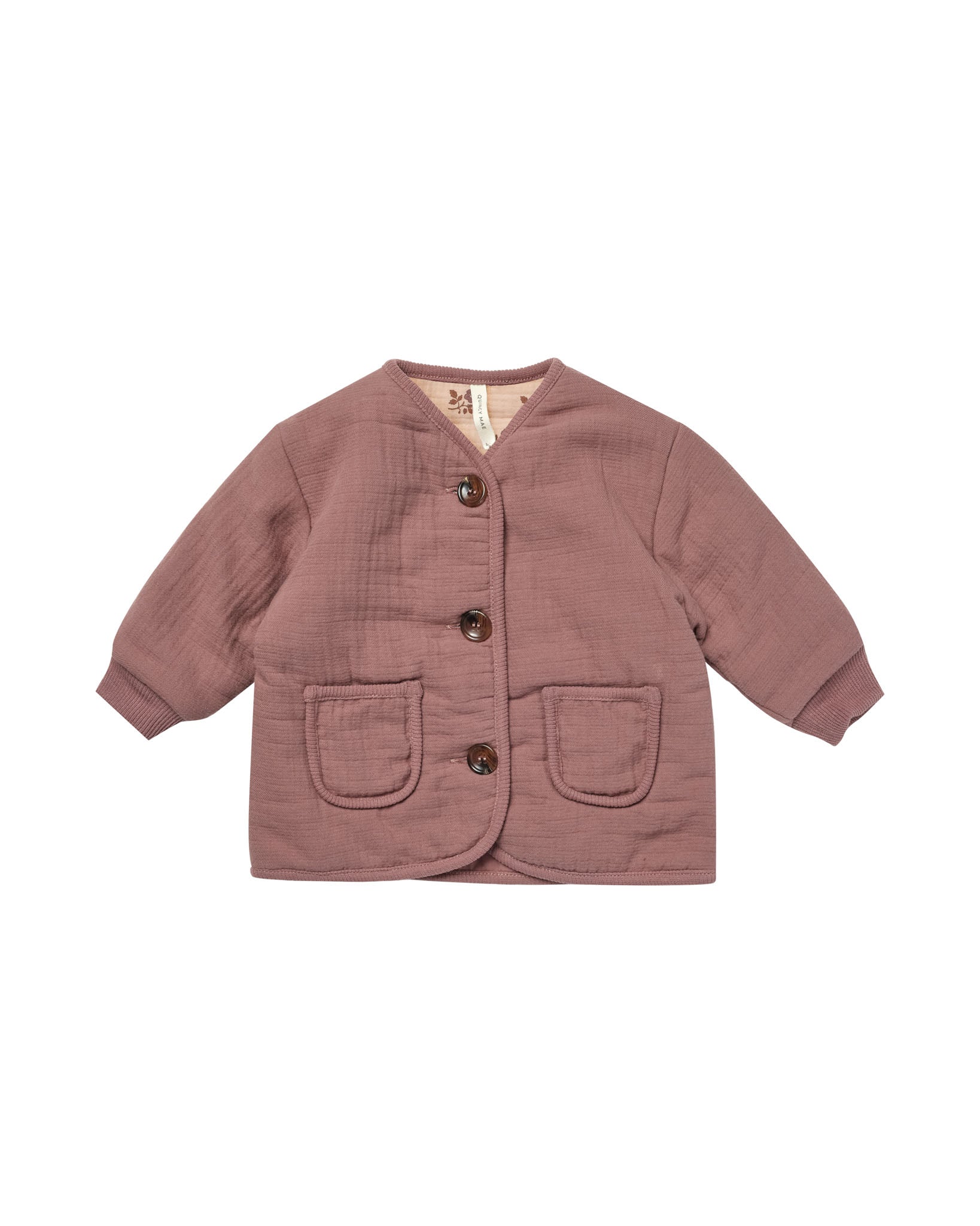 Quincy Mae | Quilted V-Neck Button Jacket || Fig