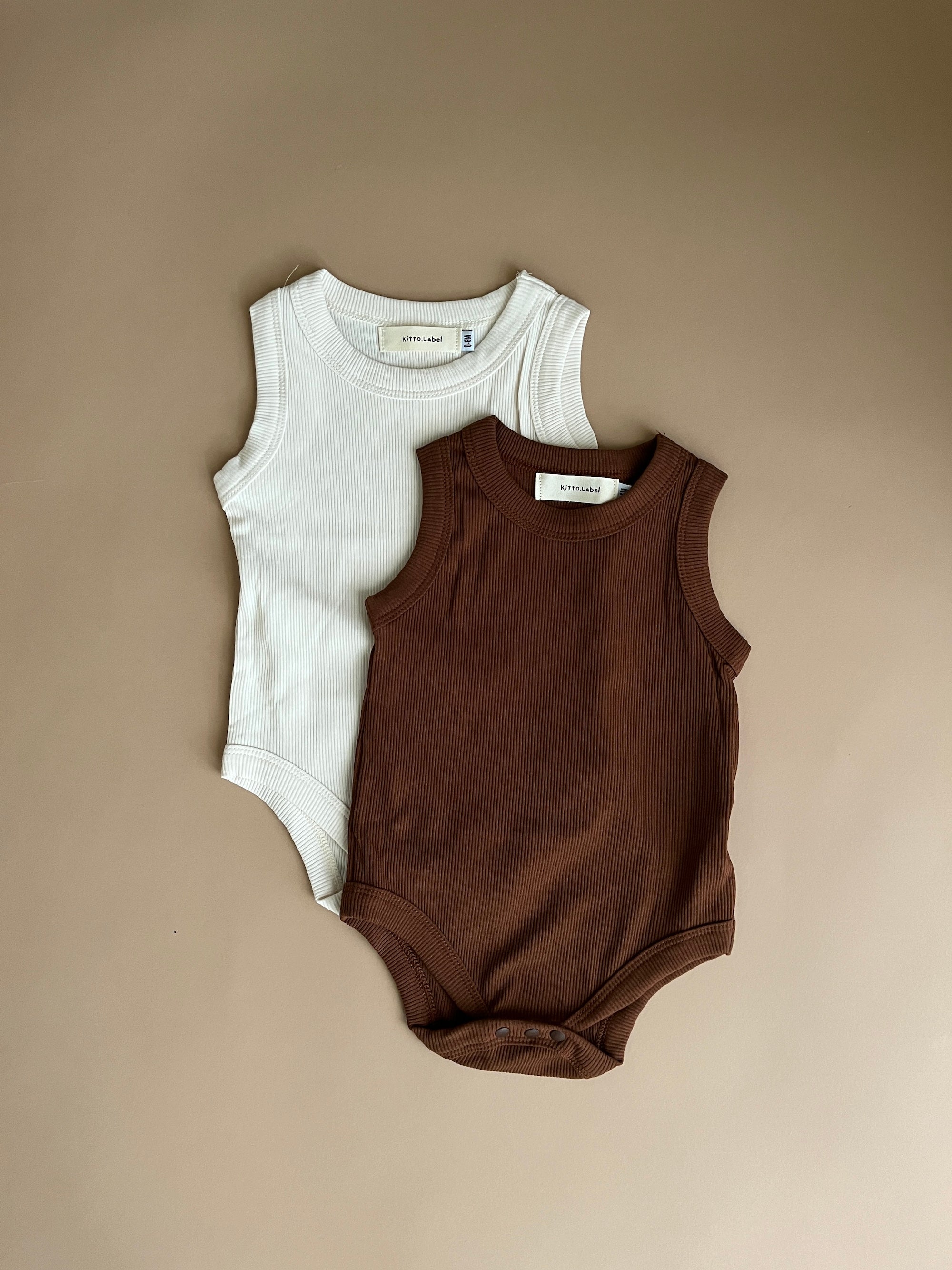 Kitto Label Ribbed Solid Onesie