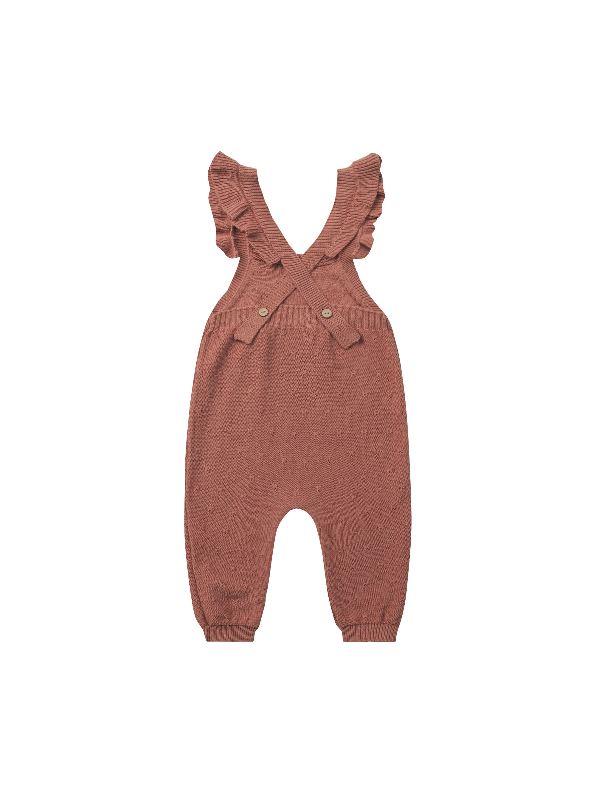 Quincy Mae Pointelle Knit Overalls Berry