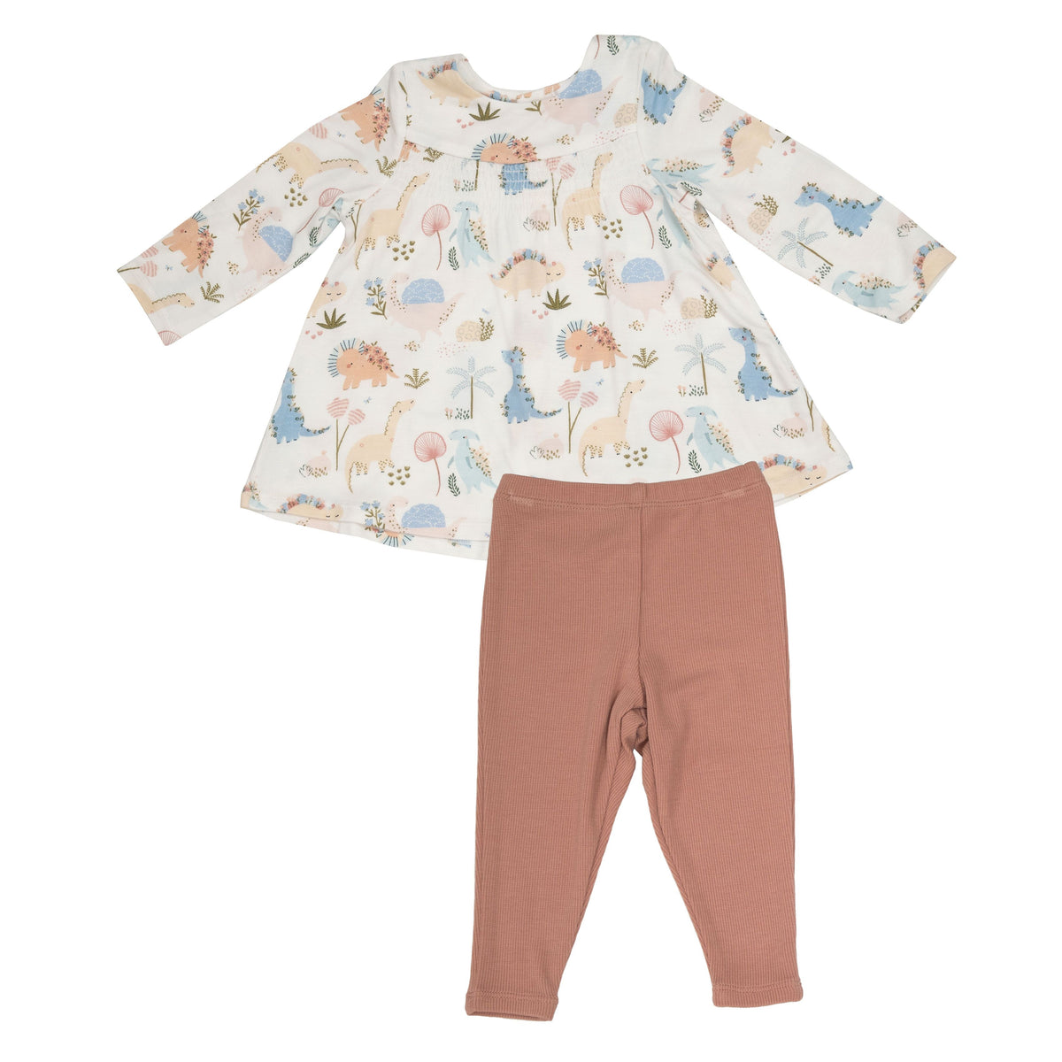 Angel Dear | Smocked Top And Legging || Soft Dinos - Pink