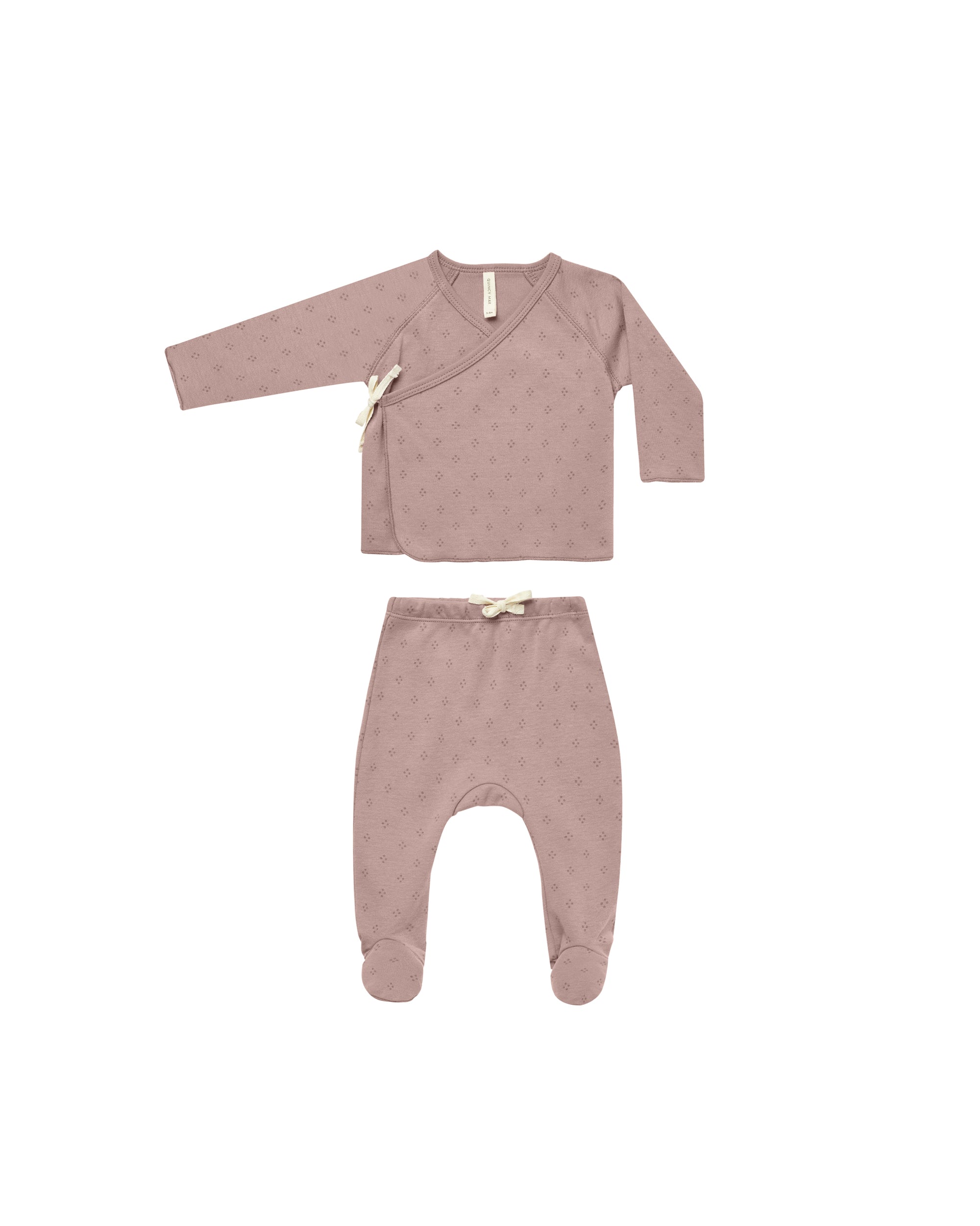 Quincy Mae | Wrap Top + Footed Pant Set || Dotty