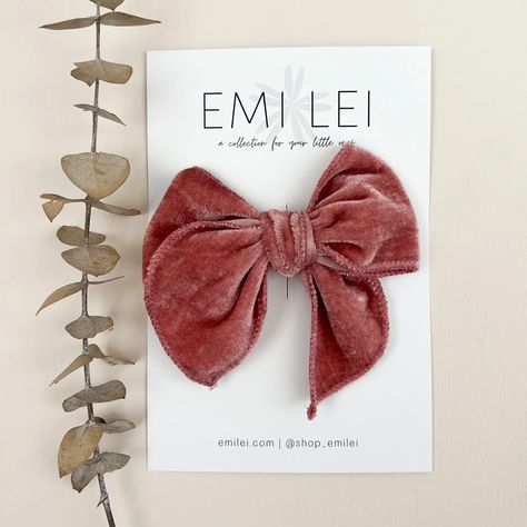 Emi Lei | Velvet Fable Bow Headbands & Clips || Rose