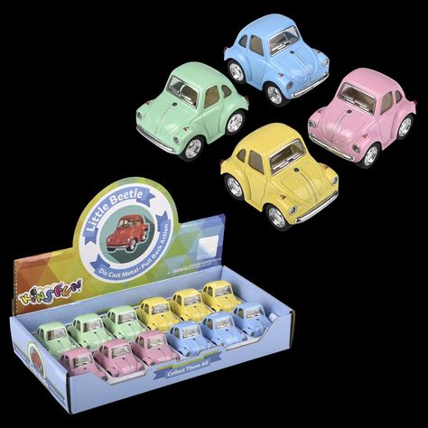 Toy Network | 2&quot; Diecast Pull Back VW Mini Beetle-Pastel