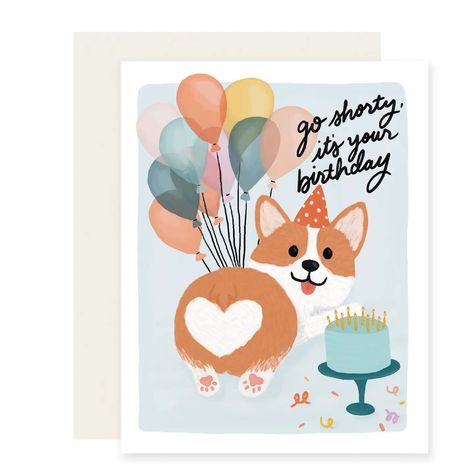 Slightly Stationery Shorty Corgi Birthday Card