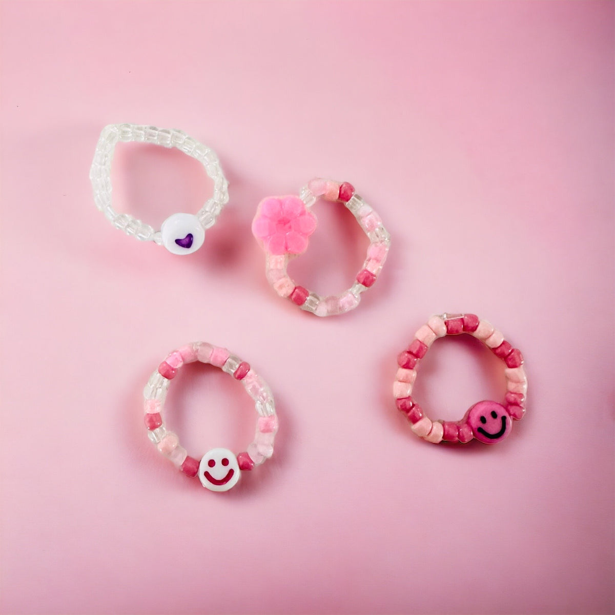 Summer Vibes Child&#39;s Assorted Beaded Adjustable Rings