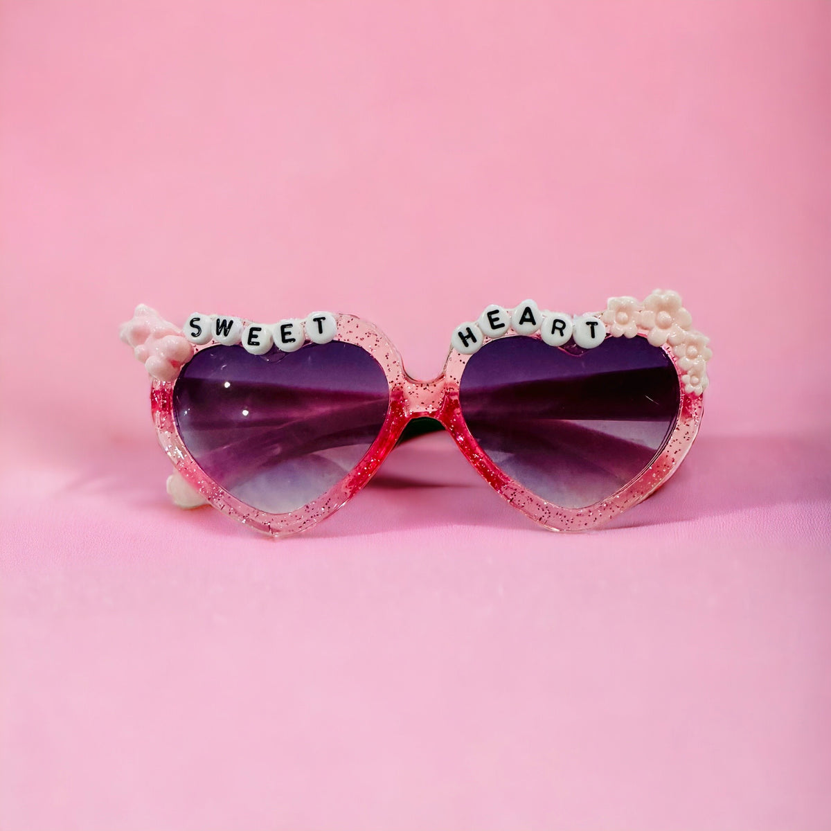 Summer Vibes Adult Pink Pearl &quot;Sweetheart&quot; Heart Sunnies