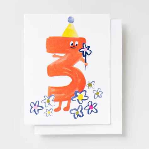 Yellow Owl Workshop - Birthday 3 - Risograph Card