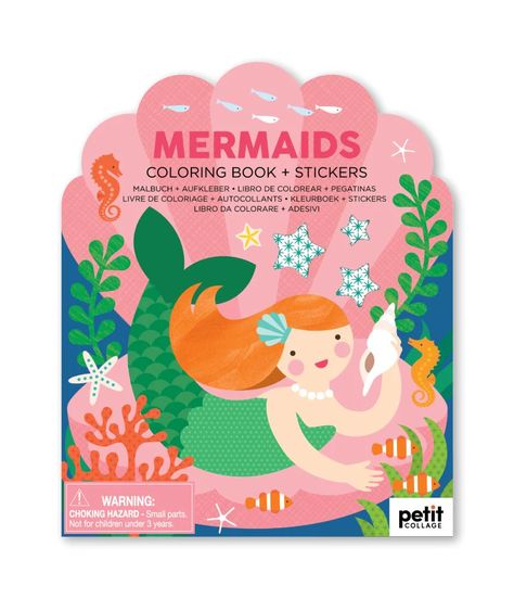Petit Collage | Coloring Book With Stickers Mermaids