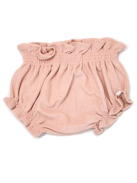 terry cloth baby bloomer in peach color