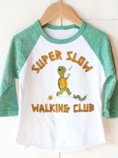 Ambitious Kids | Super Slow Walking Club Raglan Tee || White/Green