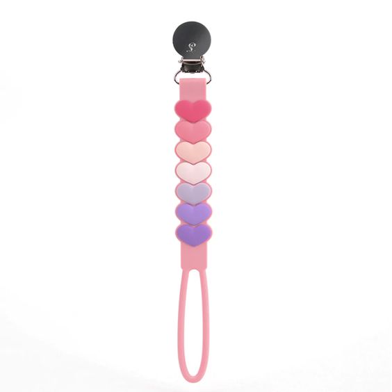 Loulou Lollipop Silicone Pacifier Clip in Sweetheart Pink