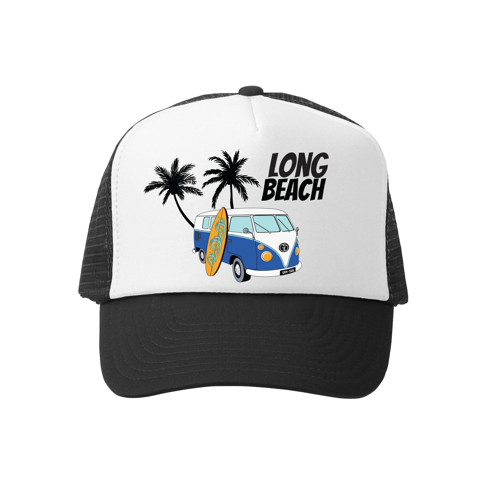 Grom Squad Soul Surfer Long Beach Trucker Hat in Black/White