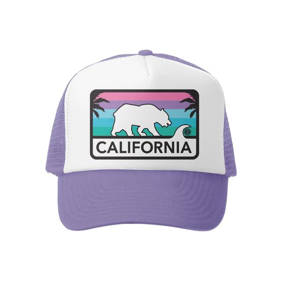 Grom Squad California License Plate Trucker Hat in Lavendar/White