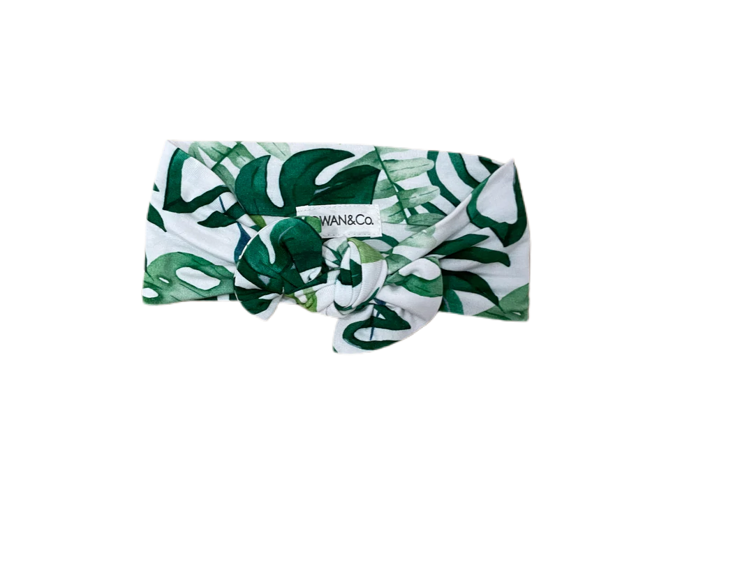 baby headwrap in tropical green print
