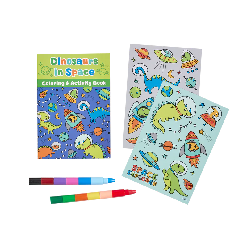 OOLY | Mini Traveler Coloring & Activity Kit Dinosaurs in Space