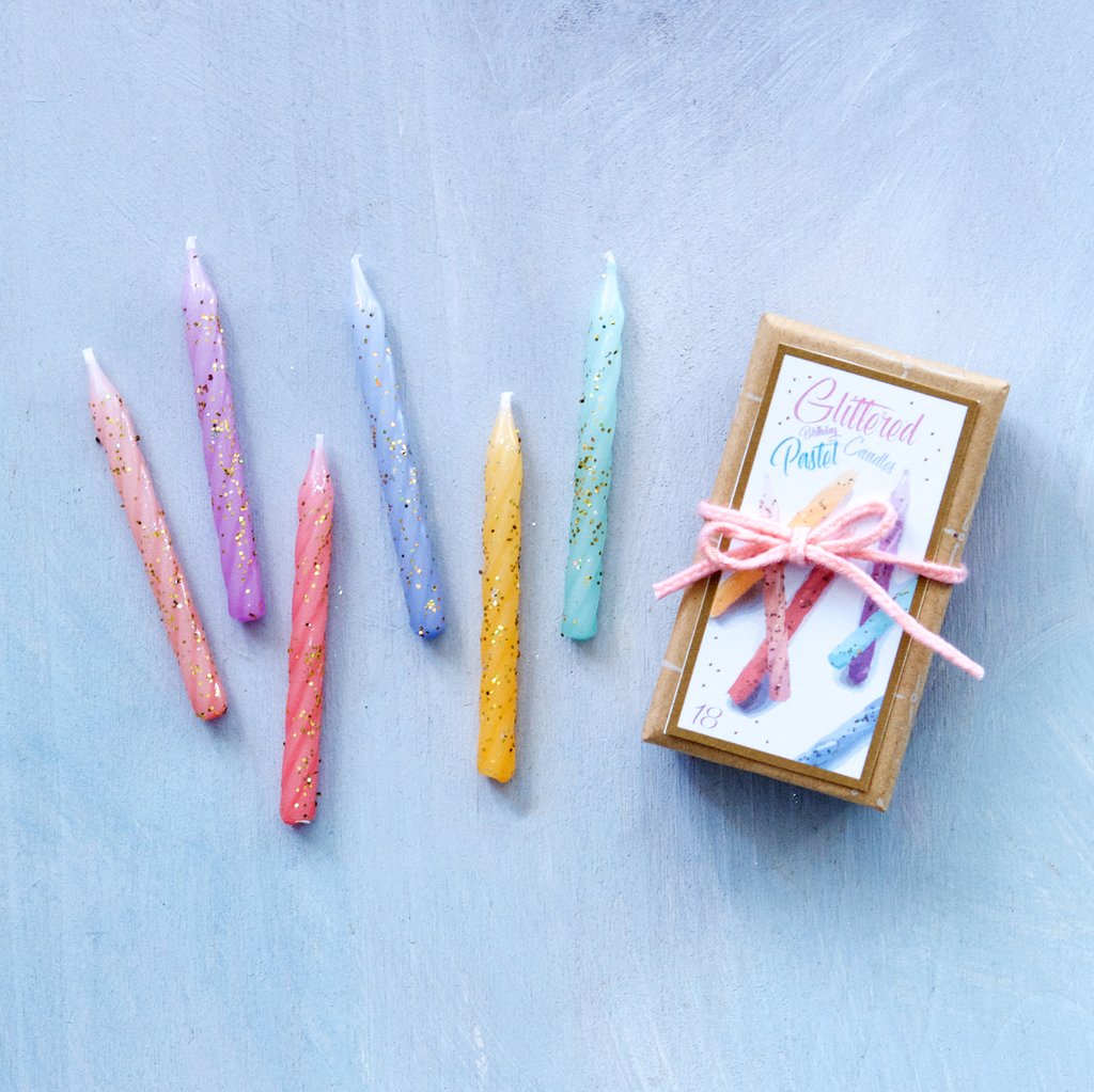 Glitterville Pastel Glittered Birthday Candles | Sweet Threads