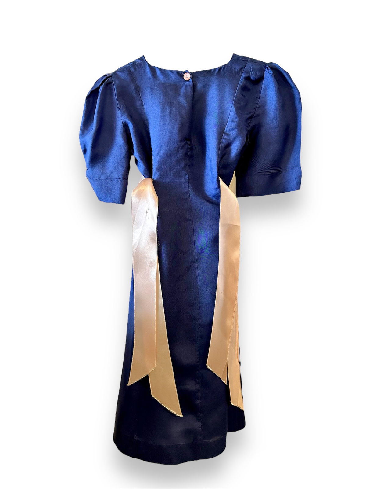 Vintage Valerie Byrnes 1970&#39;s Girls Silk Dress in Navy