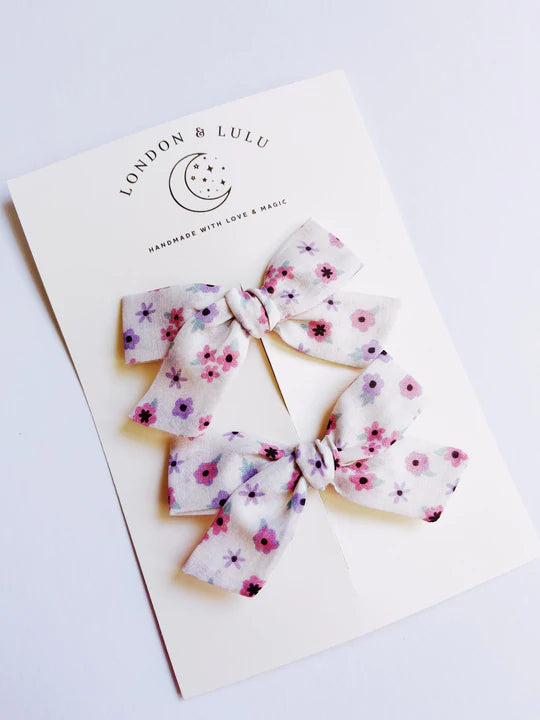 London &amp; Lulu Spring Floral Pigtail Bows