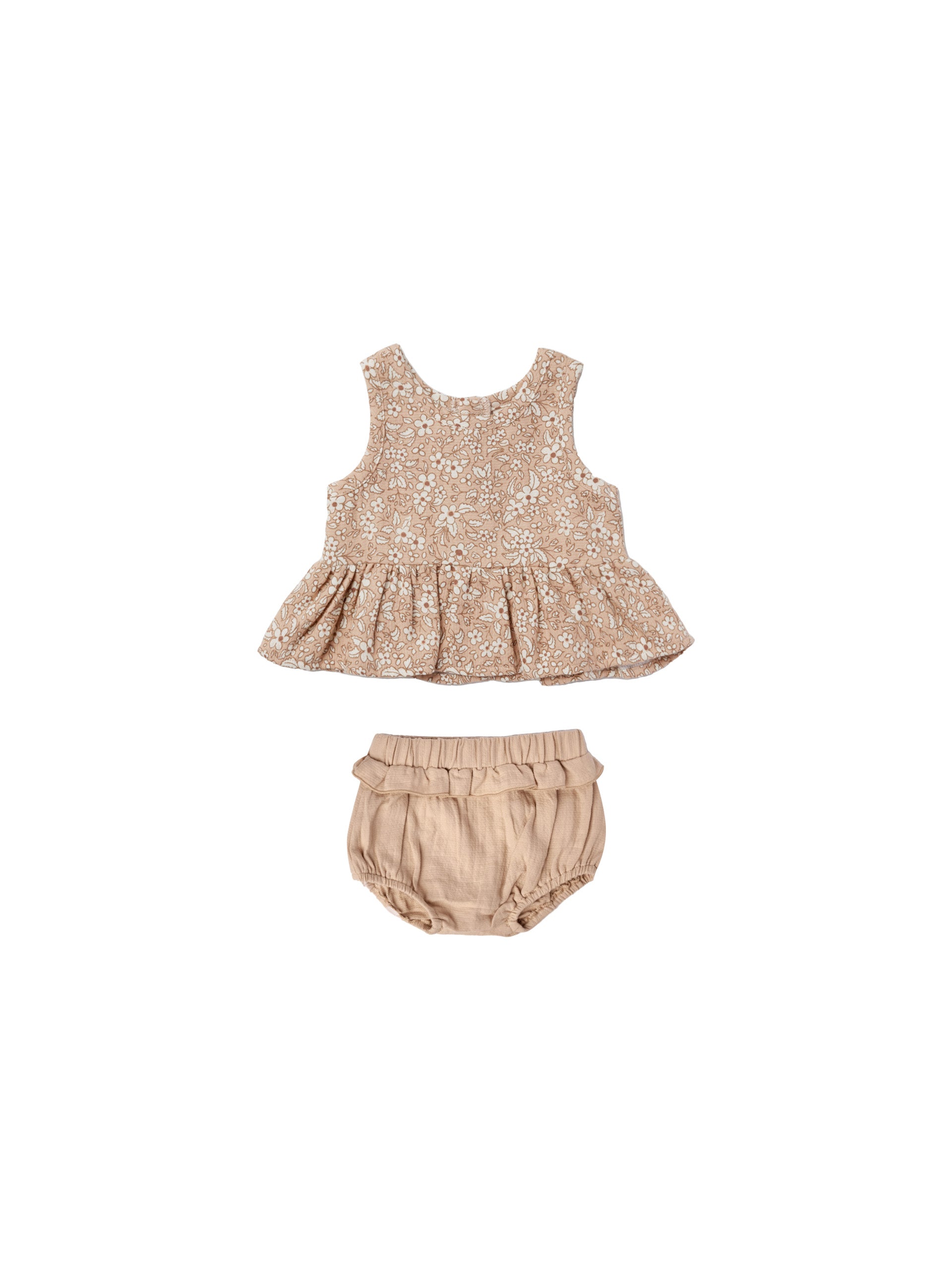 baby girl peplum set in apricot floral print