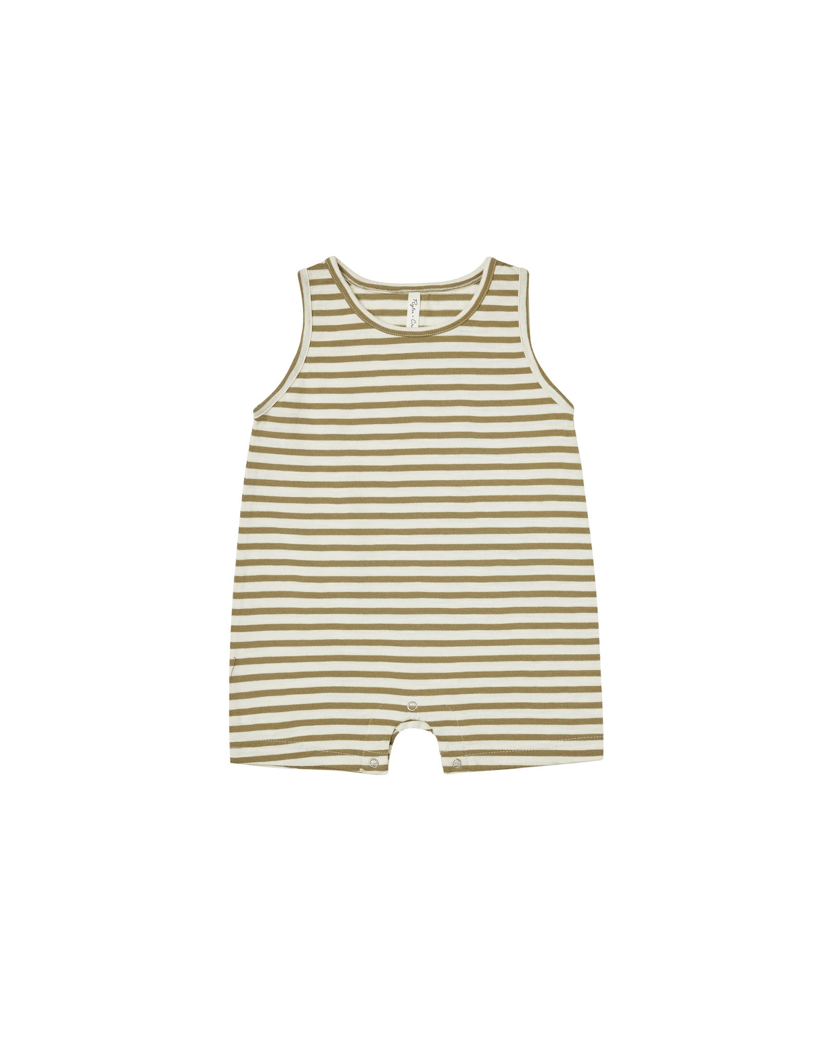 baby sleeveless one piece with Olive Stripe print