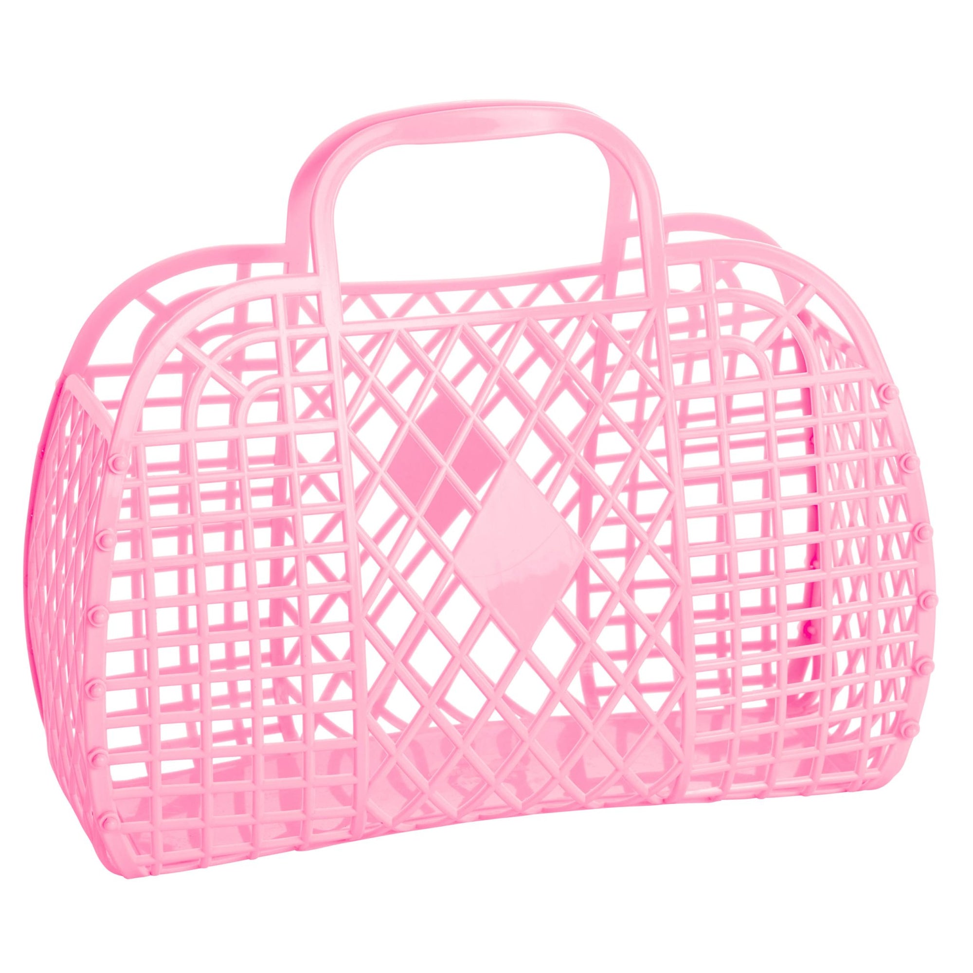 Sun Jellies Large Retro Basket in Bubblegum Pink