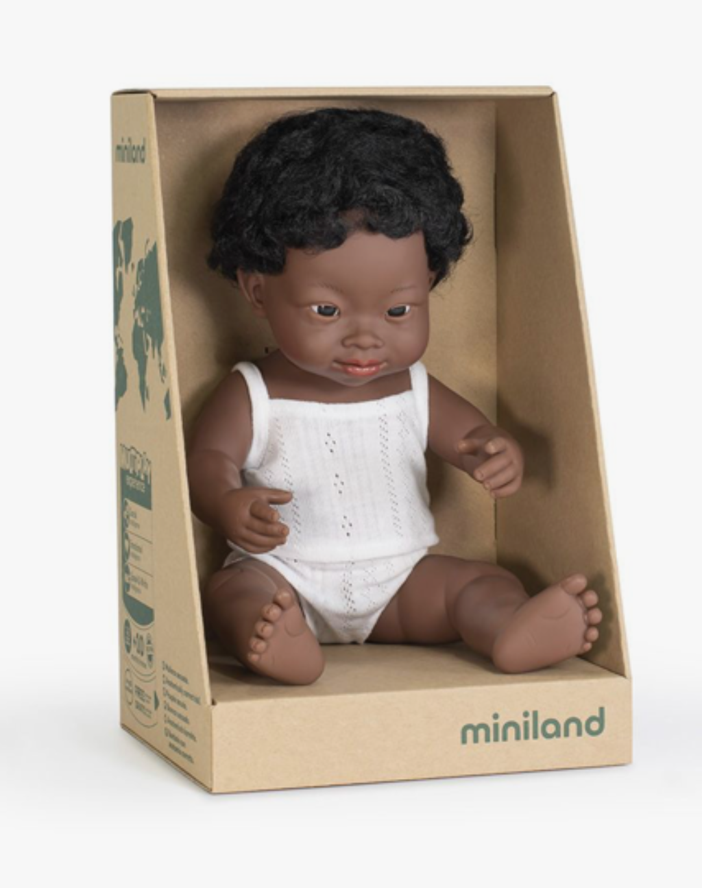 Miniland Baby Doll Down Syndrome African Boy