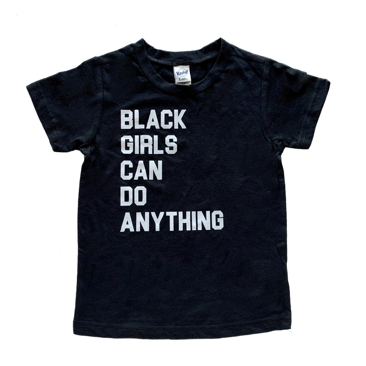 Typical Black Tee Black Girls Can Do Anything Short Sleeve Tee in Black/White
