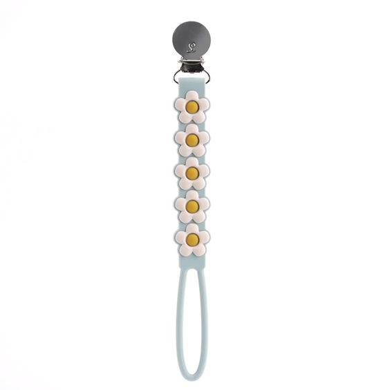 Loulou Lollipop Silicone Pacifier Clip in Daisy Blue