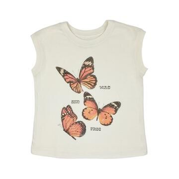 girls butterfly graphic muscle tee in natural 