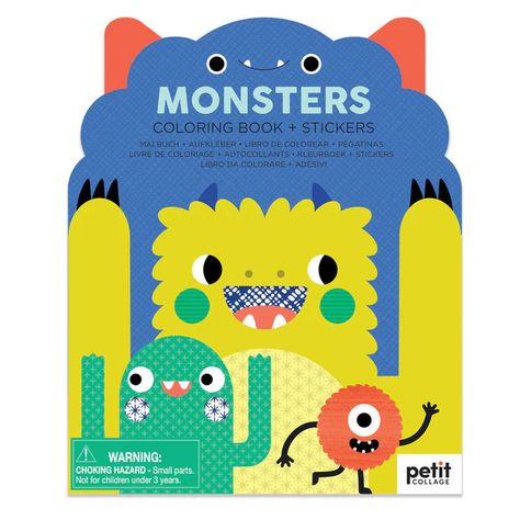 Petit Collage | Monsters Coloring Book & Stickers