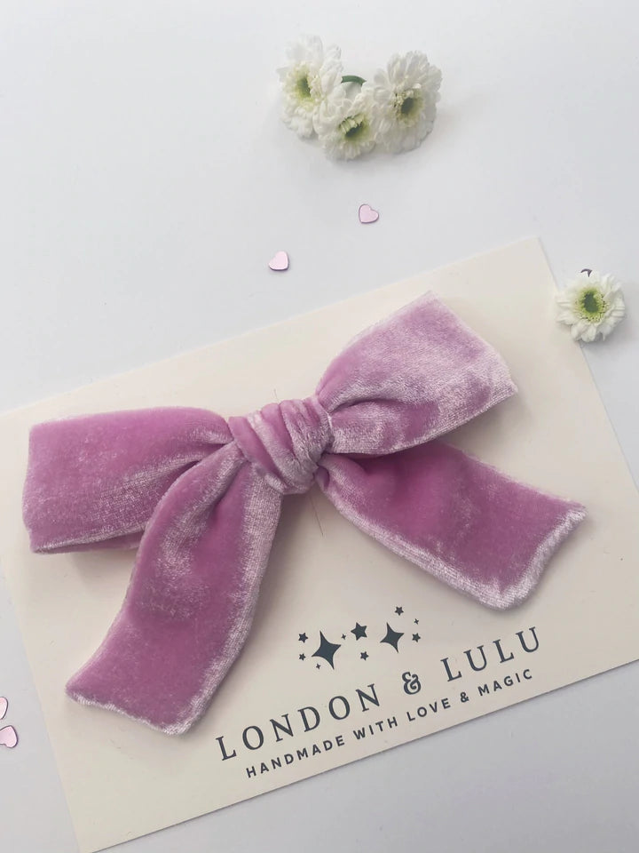 London &amp; Lulu Lilac Velvet Silk Bow