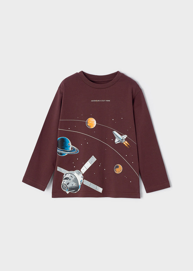 Mayoral Boys Glow-in-the-Dark Eco Friends Long Sleeve Shirt - Plum