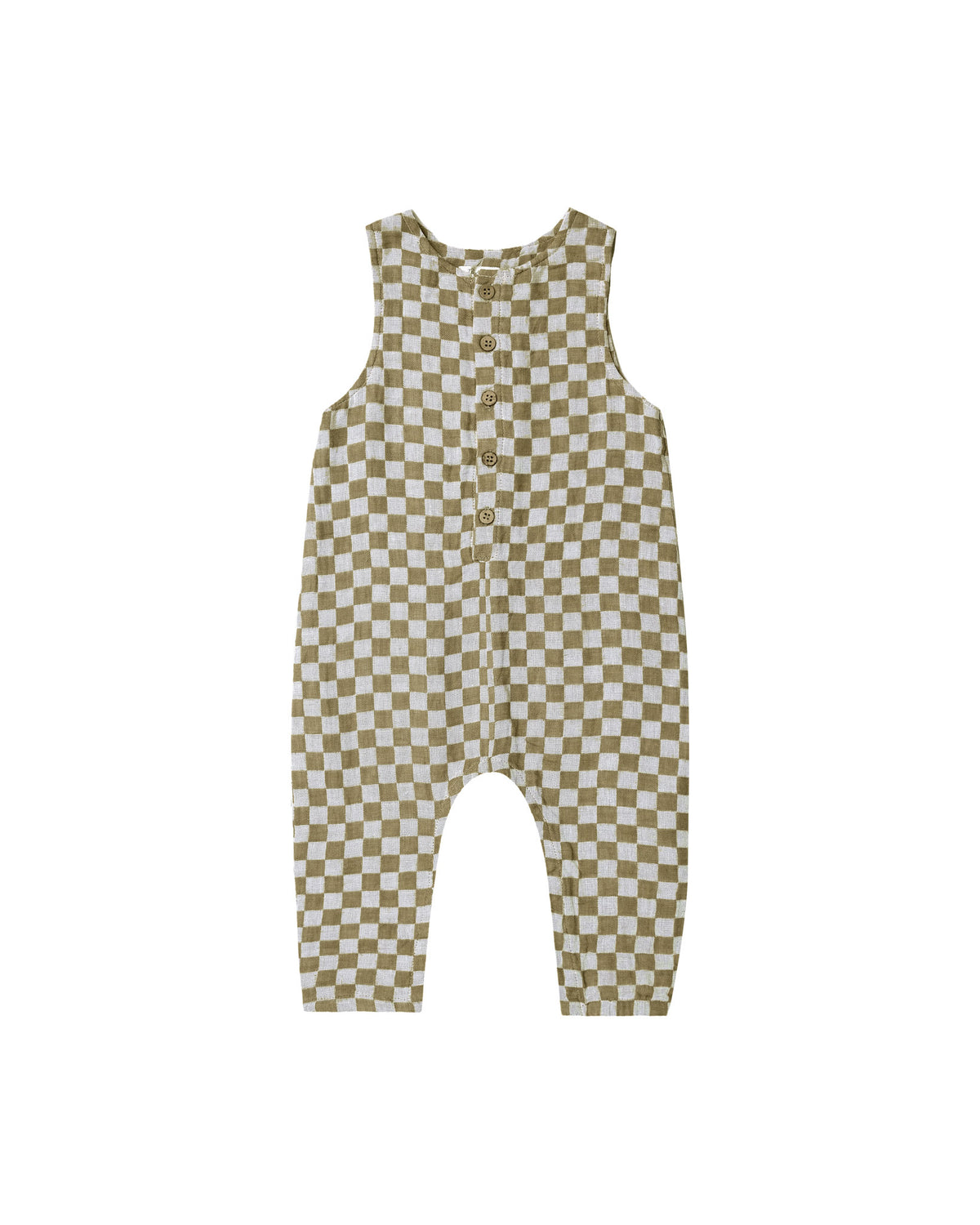 kids olive check print jumpsuit